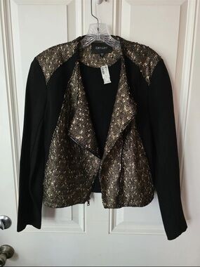 Karen Kane Black Jacket with Gold Metallic Panels